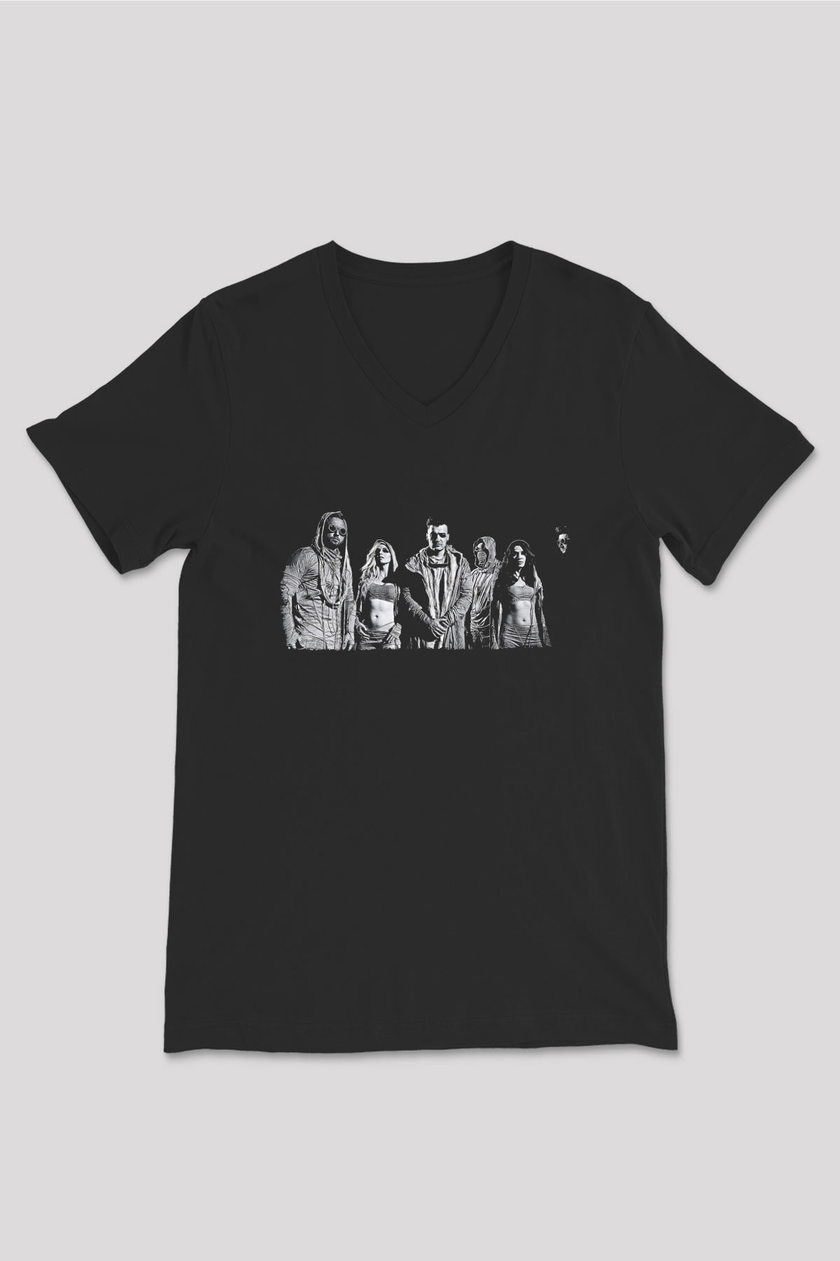 Starset Baskılı Unisex Siyah V Yaka Tişört - Tshirt