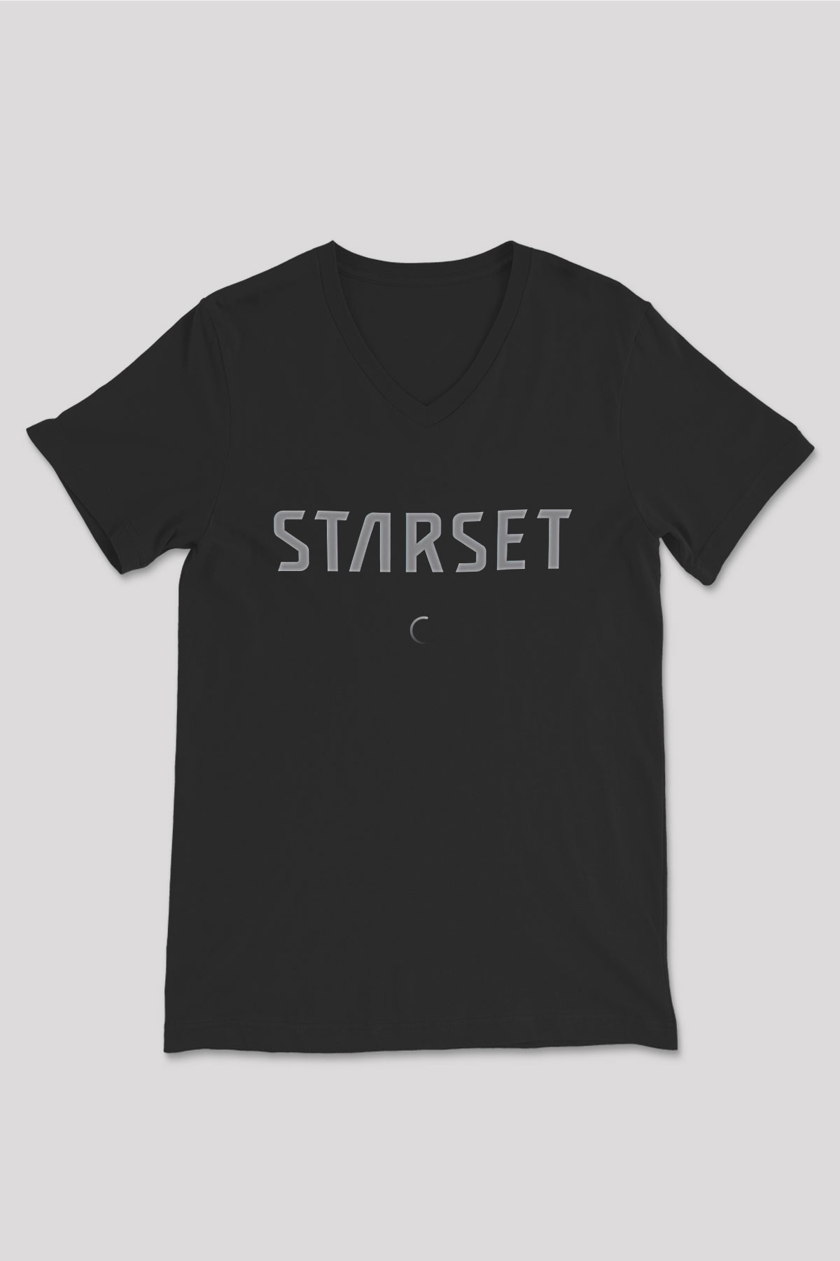 Starset Baskılı Unisex Siyah V Yaka Tişört - Tshirt
