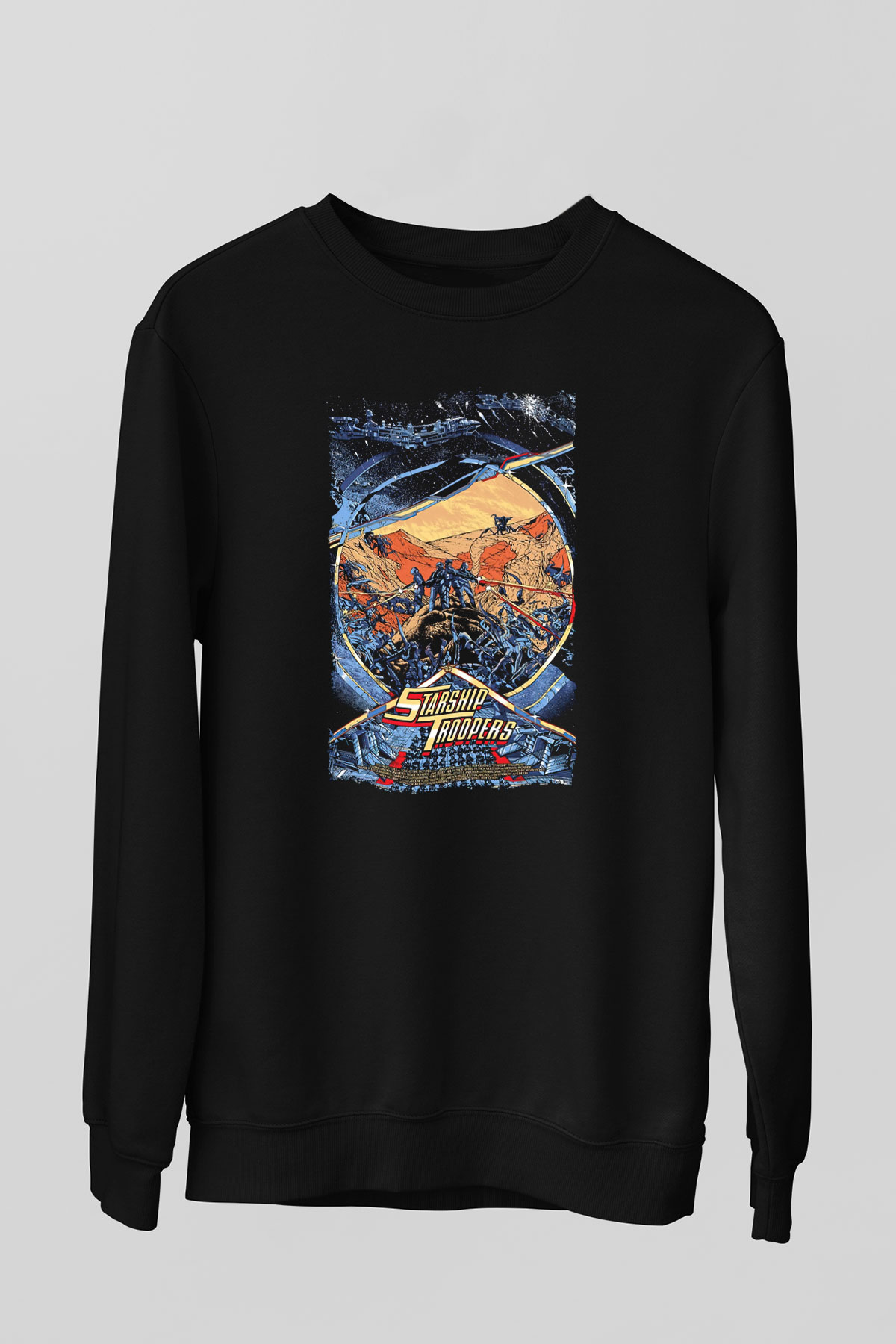 Starship Troopers Siyah Unisex  Sweatshirt