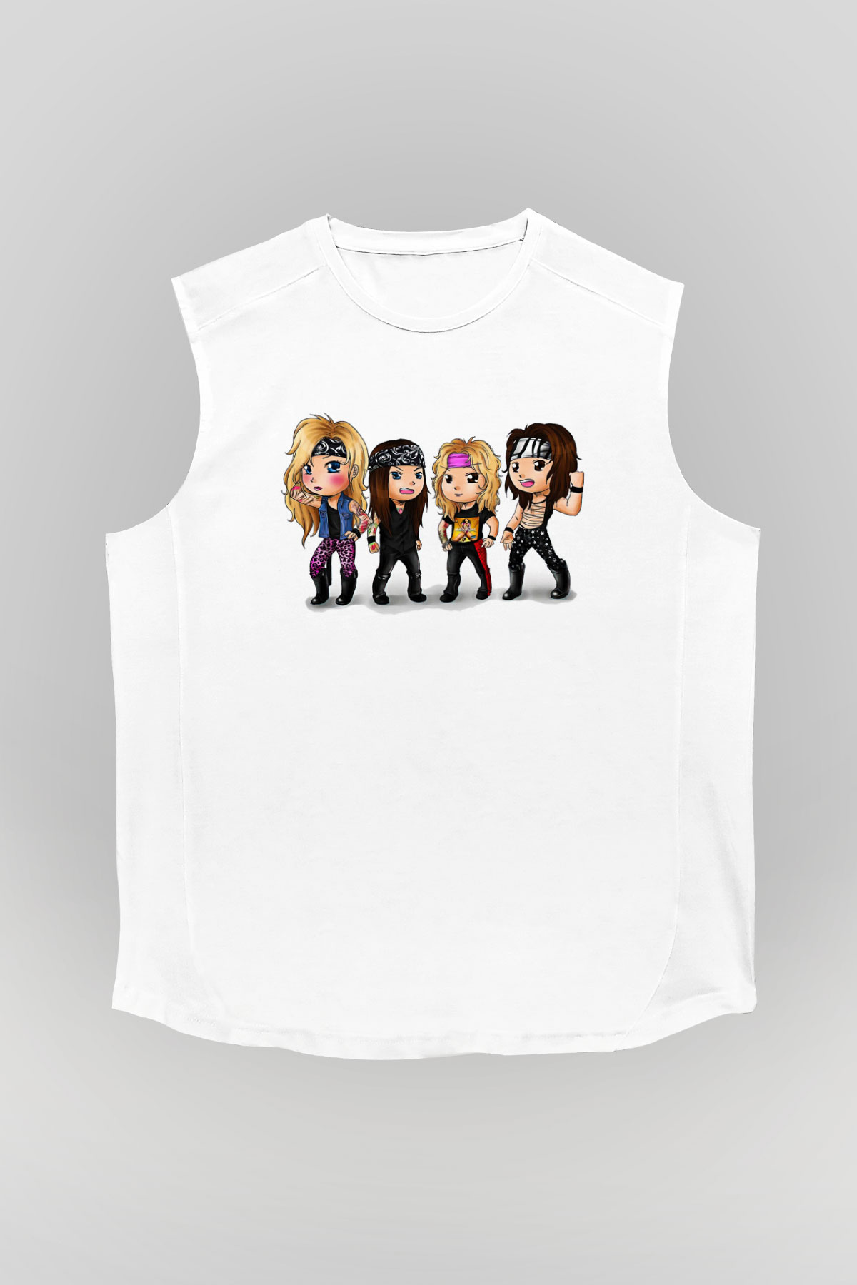 Steel Panther Baskılı Beyaz Unisex Kolsuz Tişört - Tshirt