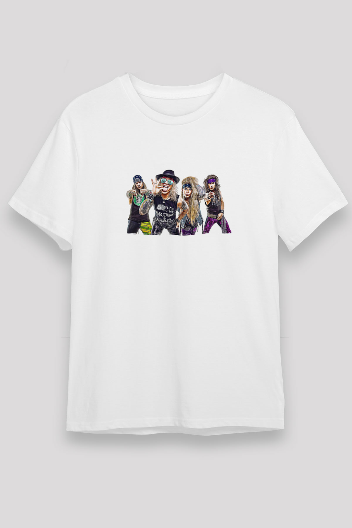 Steel Panther Baskılı Unisex Beyaz Tişört - Tshirt