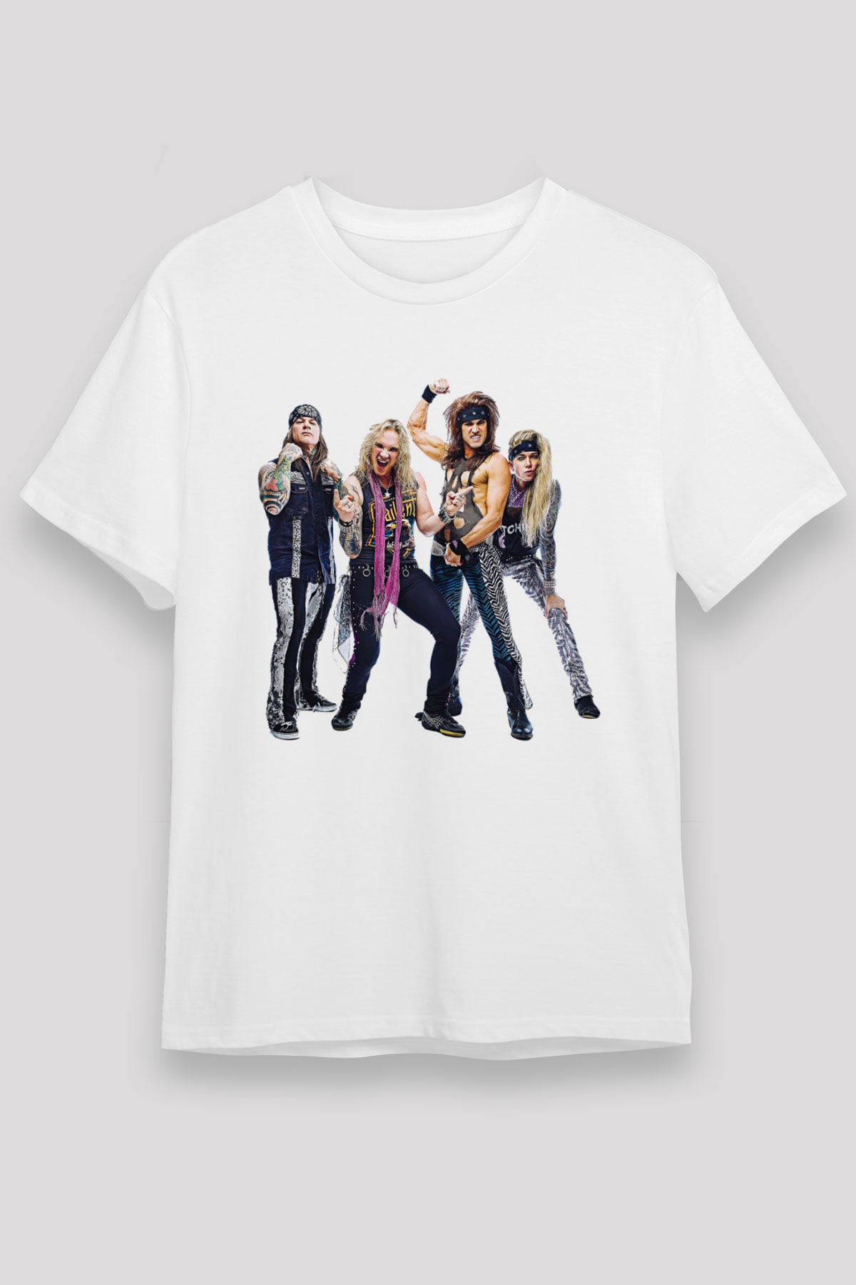 Steel Panther Baskılı Unisex Beyaz Tişört - Tshirt