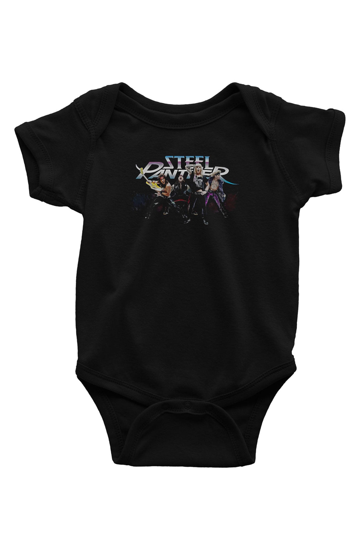 Steel Panther Baskılı Unisex Siyah Bebek Body - Zıbın