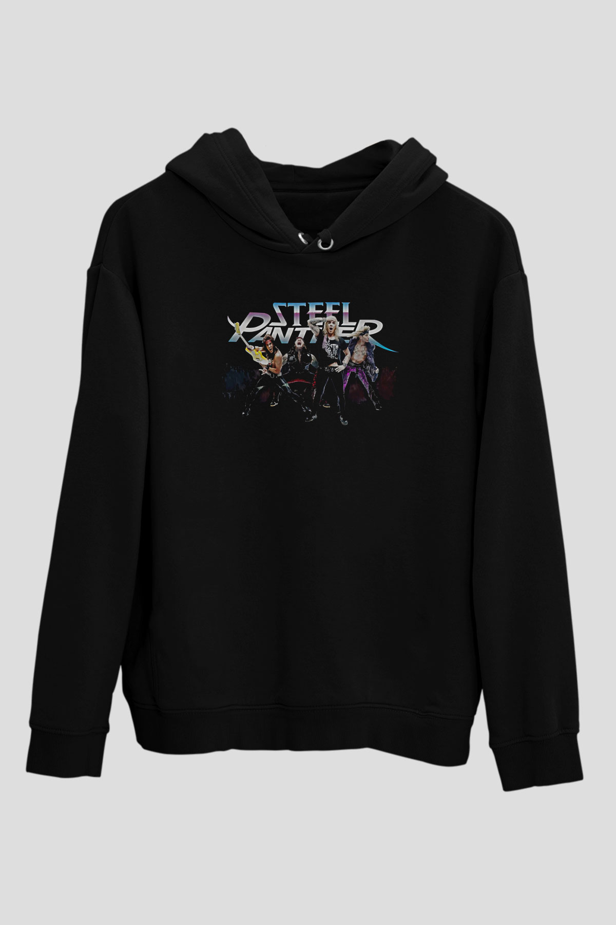 Steel Panther Baskılı Unisex Siyah Kapüşonlu Sweatshirt