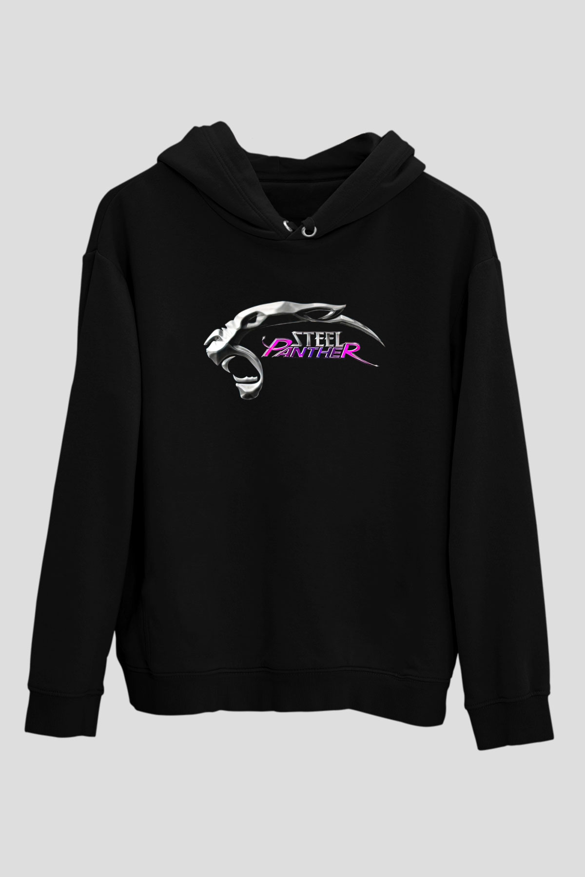 Steel Panther Baskılı Unisex Siyah Kapüşonlu Sweatshirt