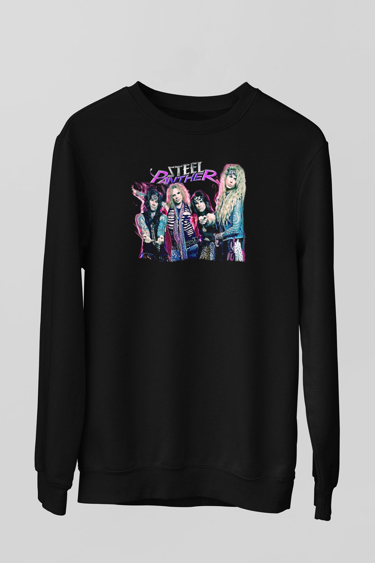 Steel Panther Baskılı Unisex Siyah Sweatshirt