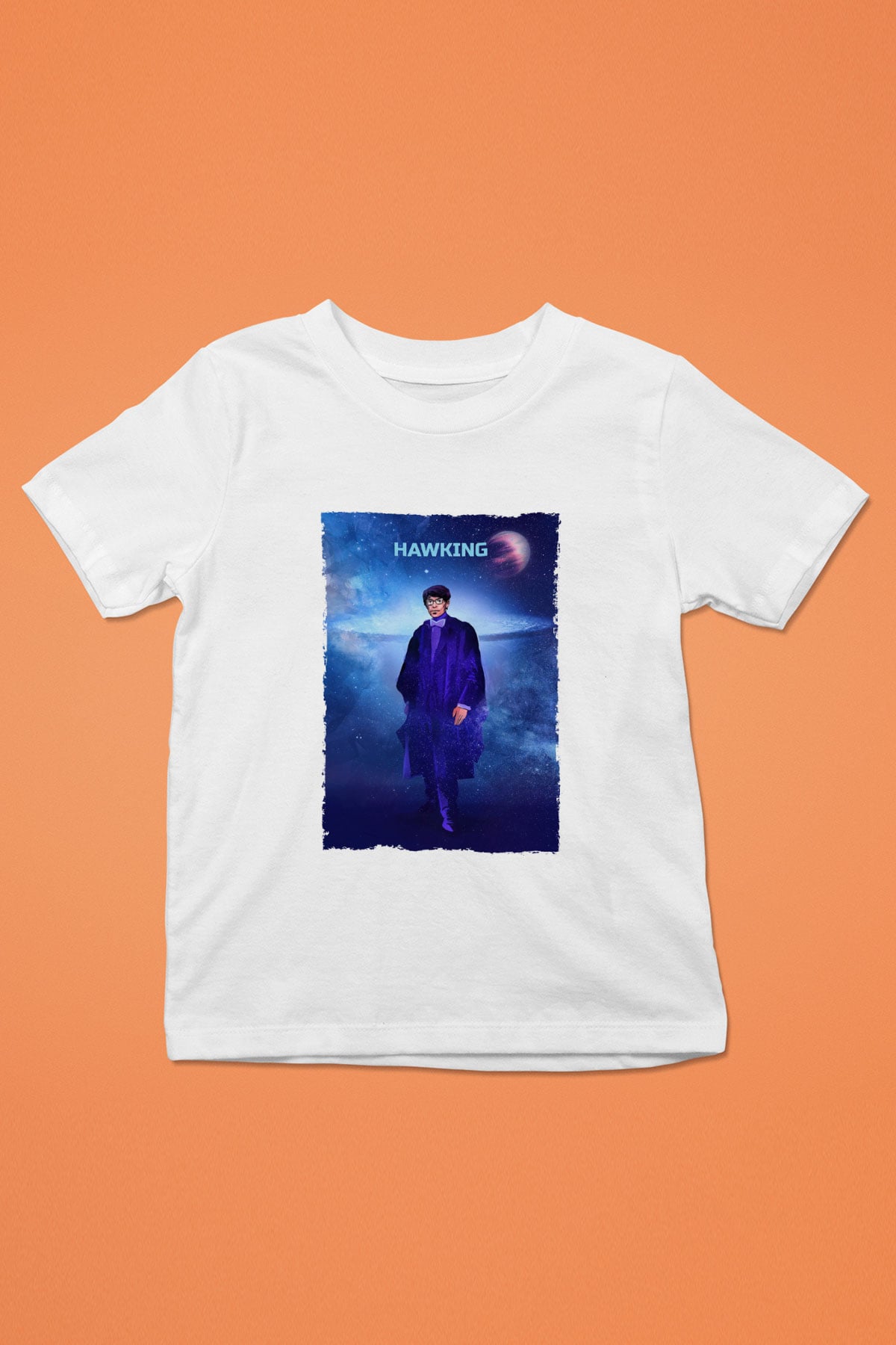 Stephen Hawking Baskılı Unisex Beyaz Çocuk Tişörtü - Tshirt