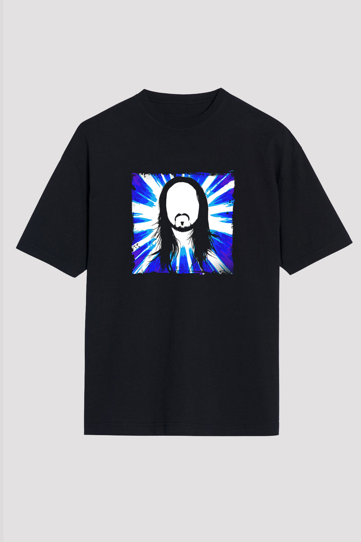 Steve Aoki Baskılı Unisex Oversize Siyah Tişört