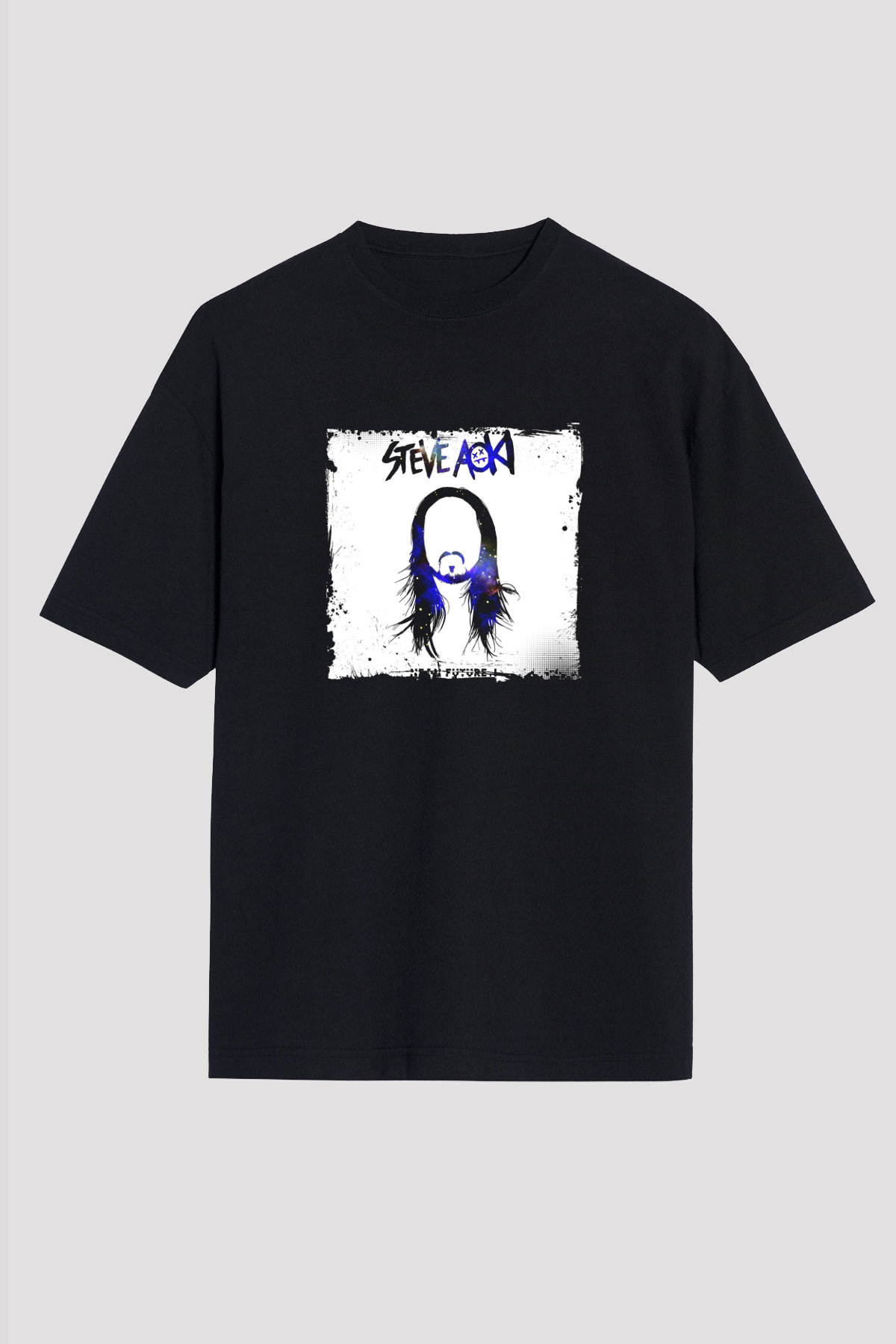 Steve Aoki Baskılı Unisex Oversize Siyah Tişört