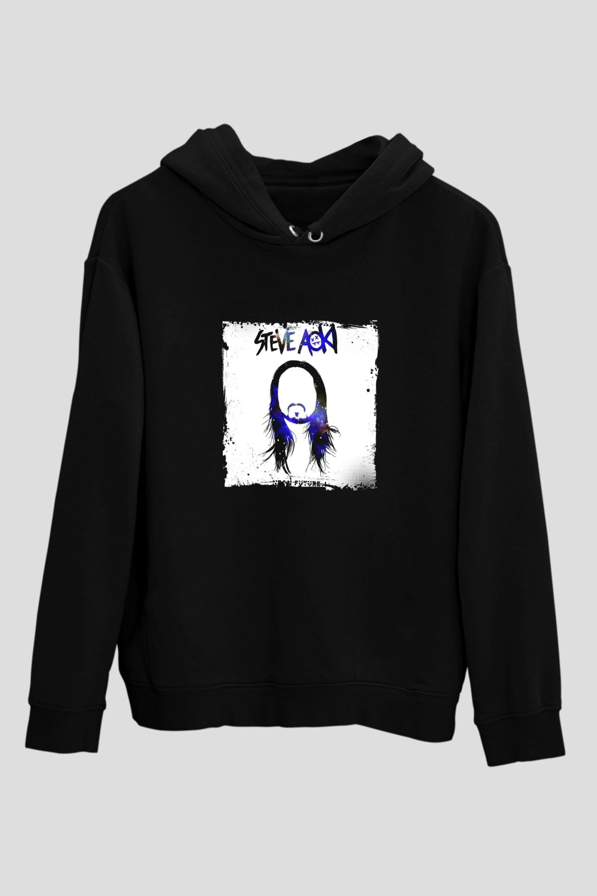 Steve Aoki Baskılı Unisex Siyah Hoodie