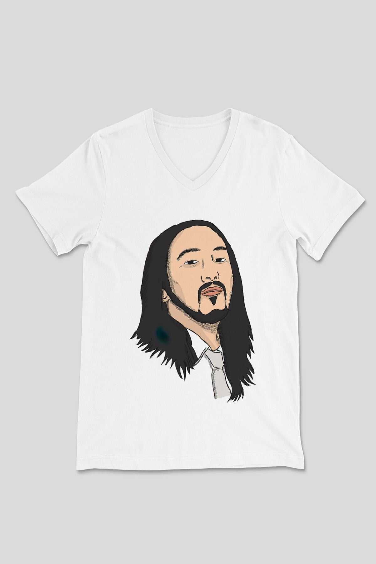 Steve Aoki Beyaz Unisex V Yaka Tişört