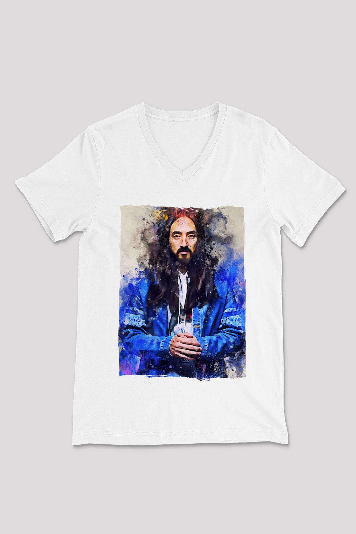 Steve Aoki Beyaz Unisex V Yaka Tişört