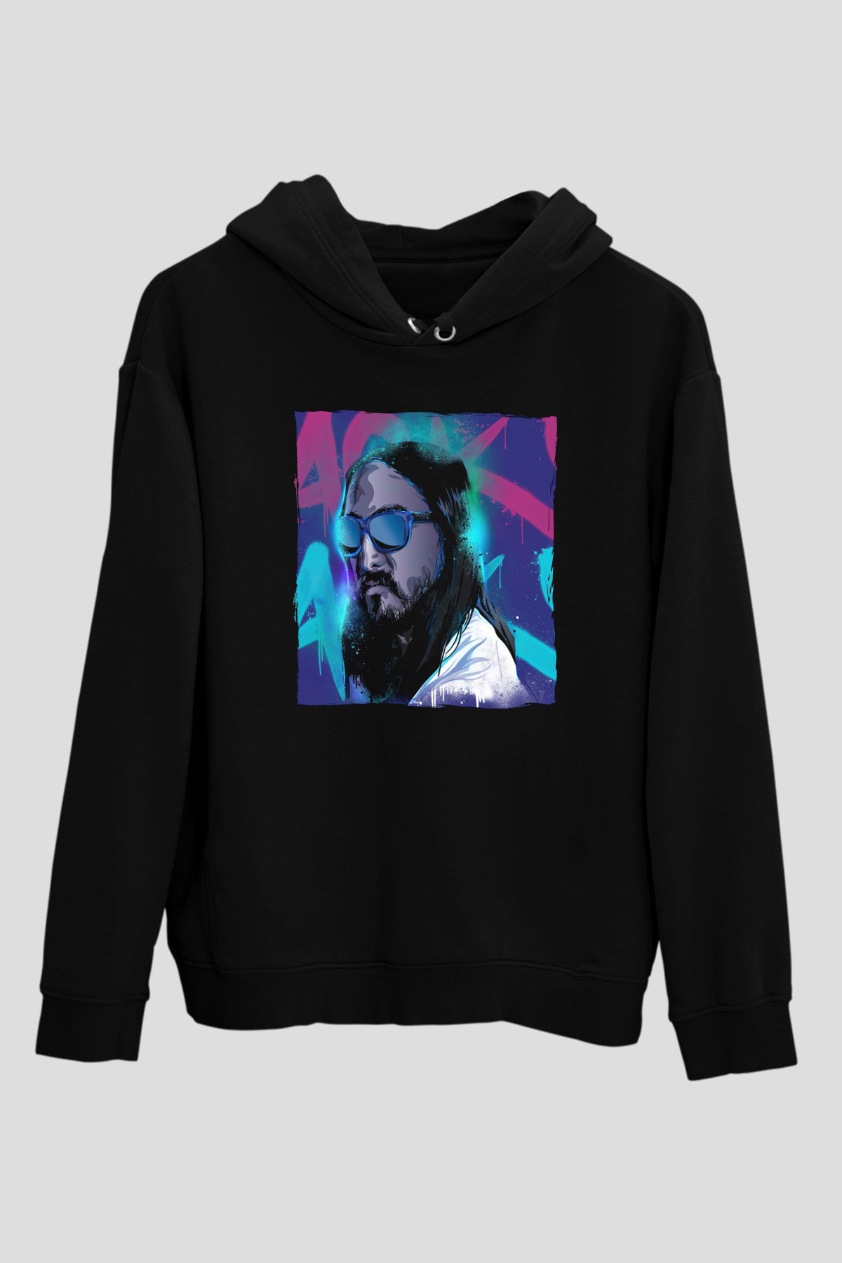 Steve Aoki Siyah Unisex Kapüşonlu Sweatshirt