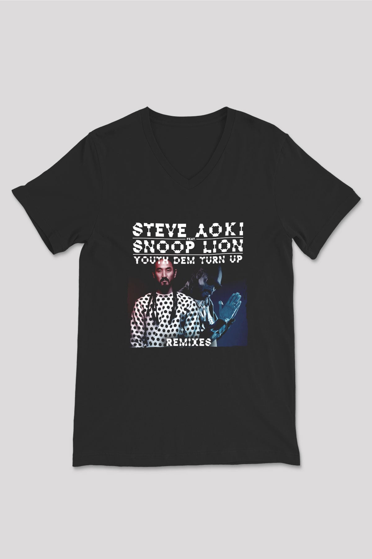 Steve Aoki Siyah Unisex V Yaka Tişört