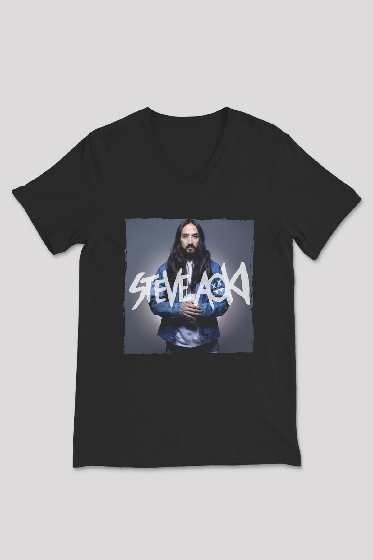 Steve Aoki Siyah Unisex V Yaka Tişört