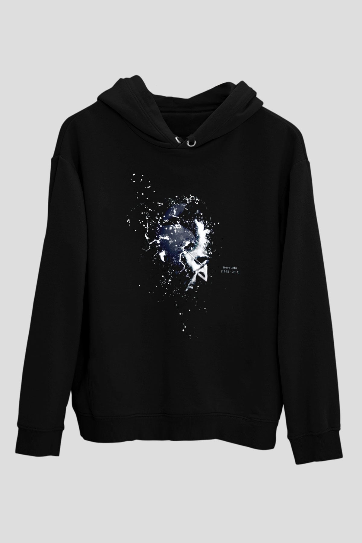 Steve Jobs Siyah Unisex Kapüşonlu Sweatshirt
