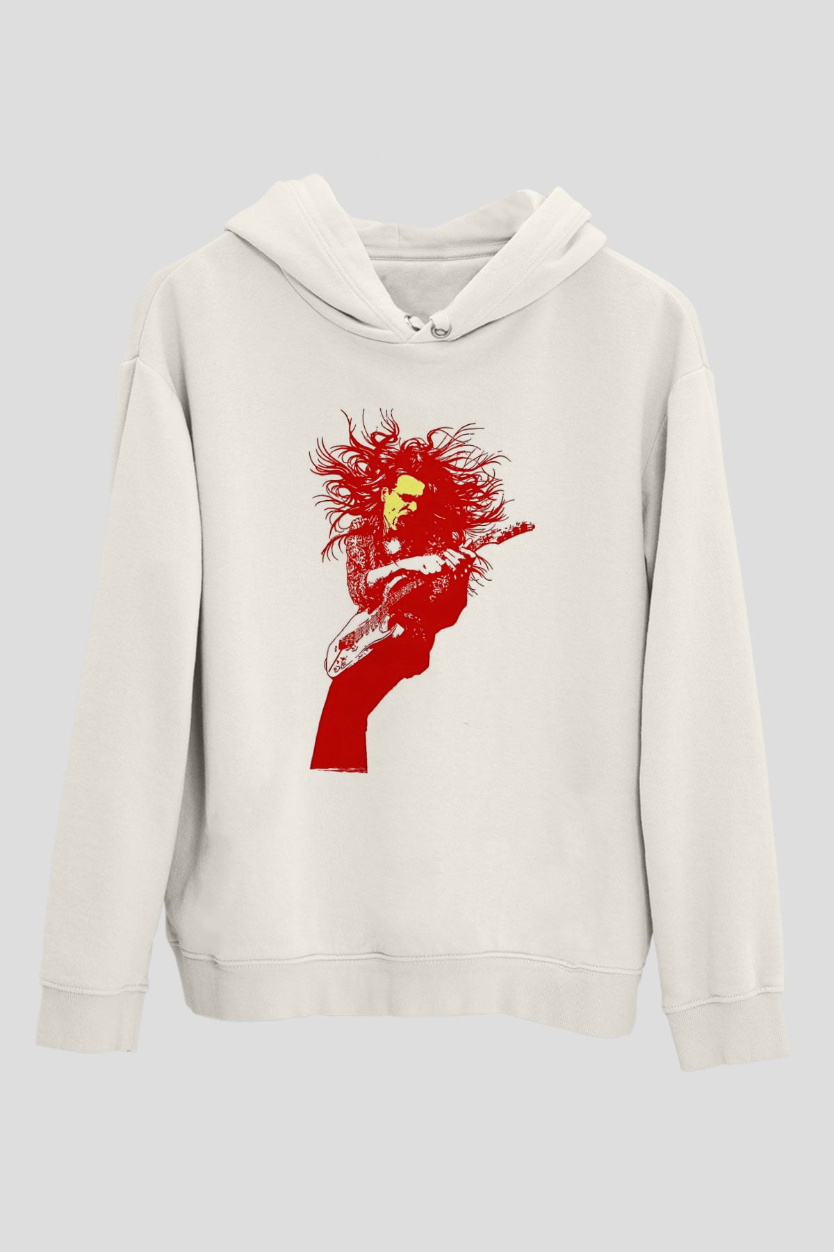 Steve Vai Baskılı Beyaz Unisex Kapüşonlu Sweatshirt