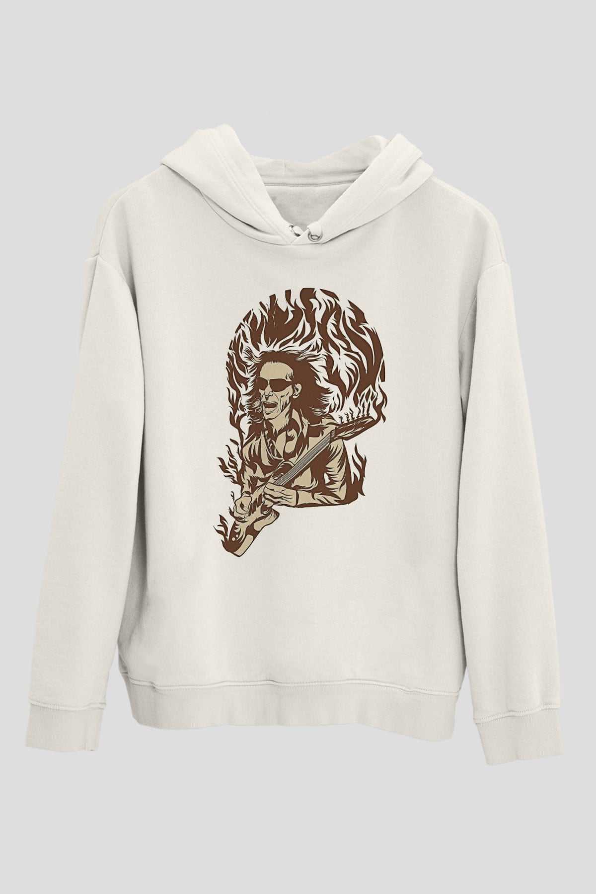 Steve Vai Baskılı Beyaz Unisex Kapüşonlu Sweatshirt