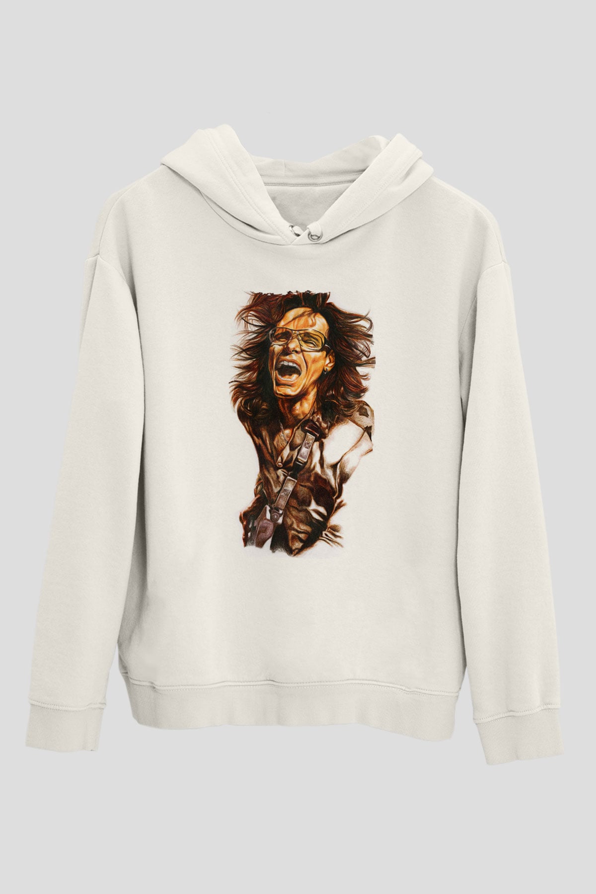 Steve Vai Baskılı Beyaz Unisex Kapüşonlu Sweatshirt
