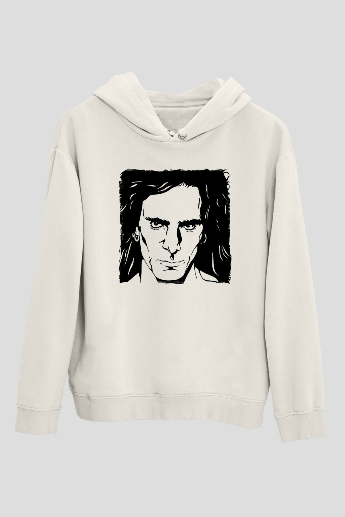 Steve Vai Baskılı Beyaz Unisex Kapüşonlu Sweatshirt
