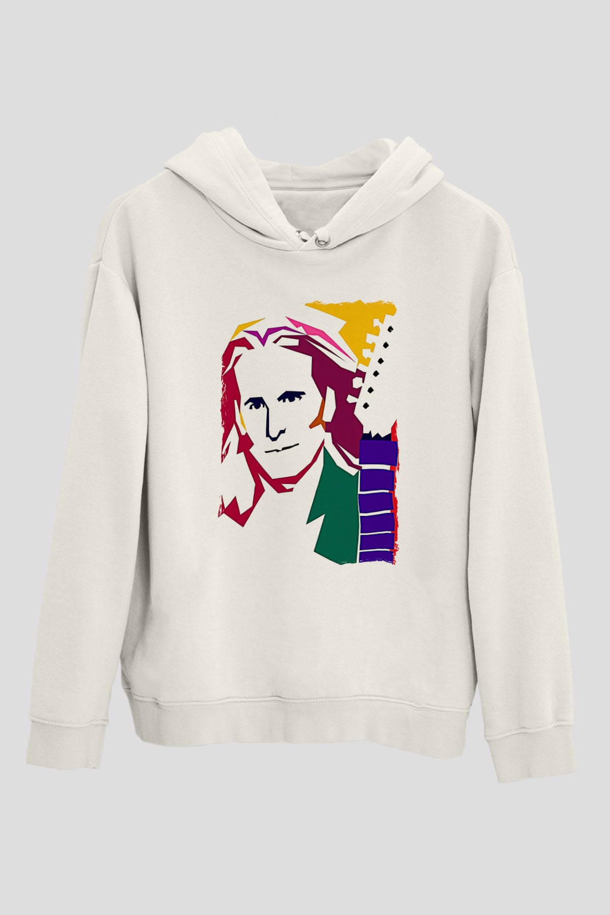 Steve Vai Baskılı Beyaz Unisex Kapüşonlu Sweatshirt