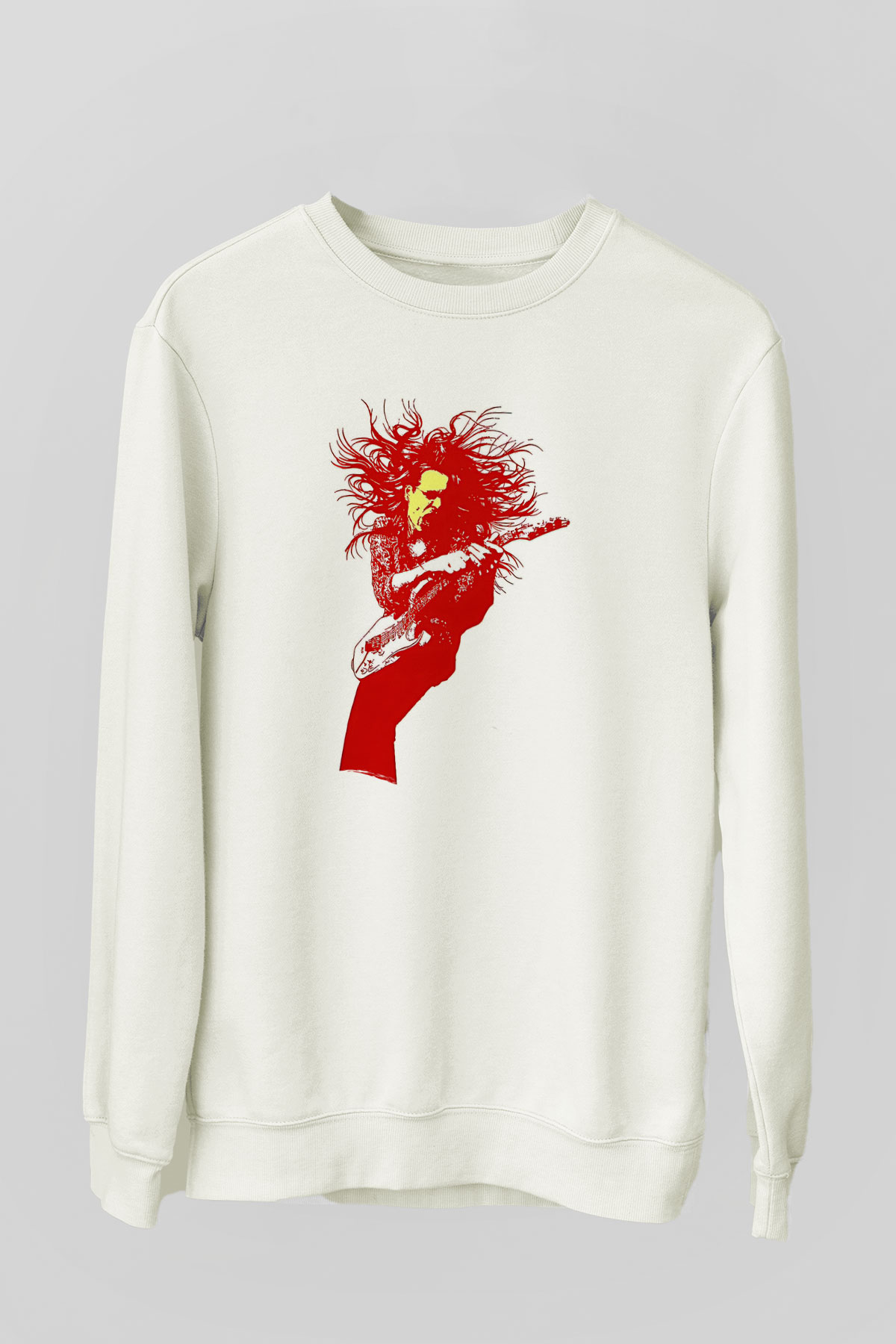 Steve Vai Baskılı Beyaz Unisex Sweatshirt
