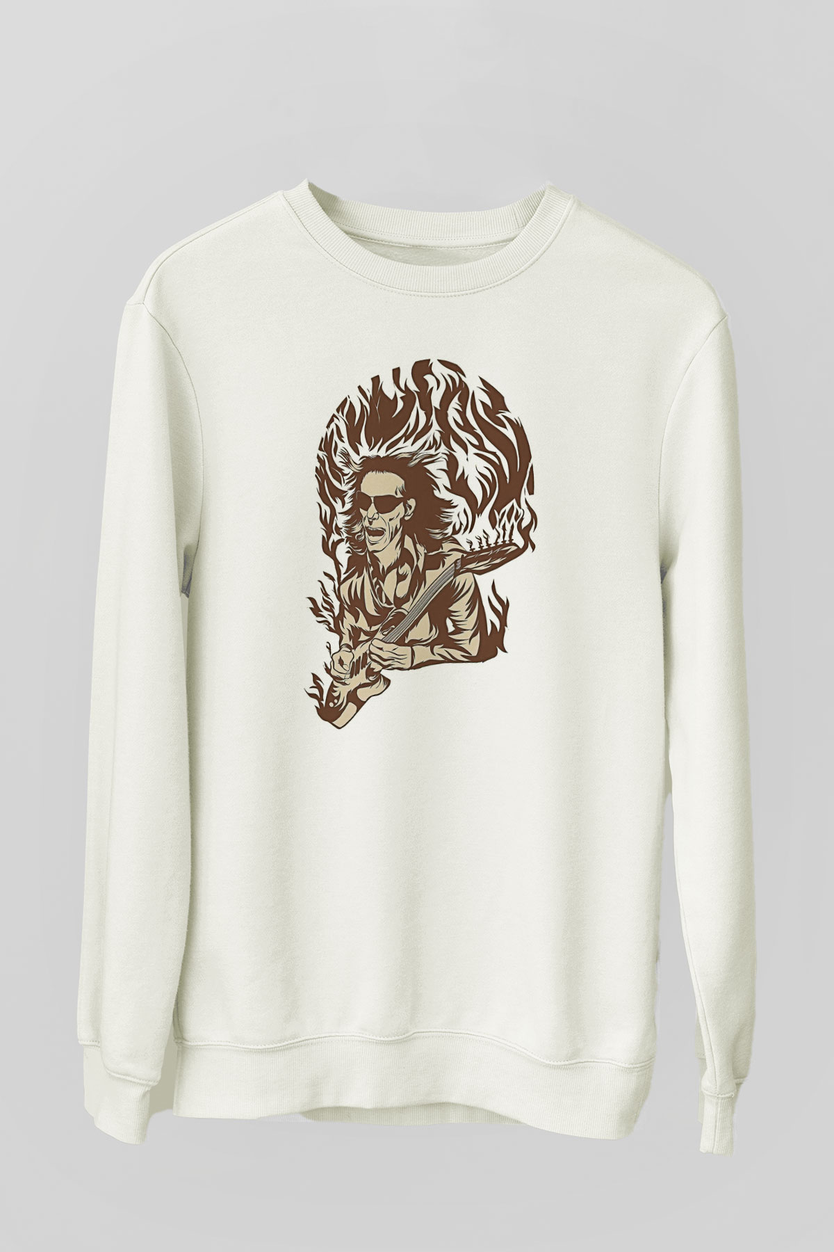 Steve Vai Baskılı Beyaz Unisex Sweatshirt