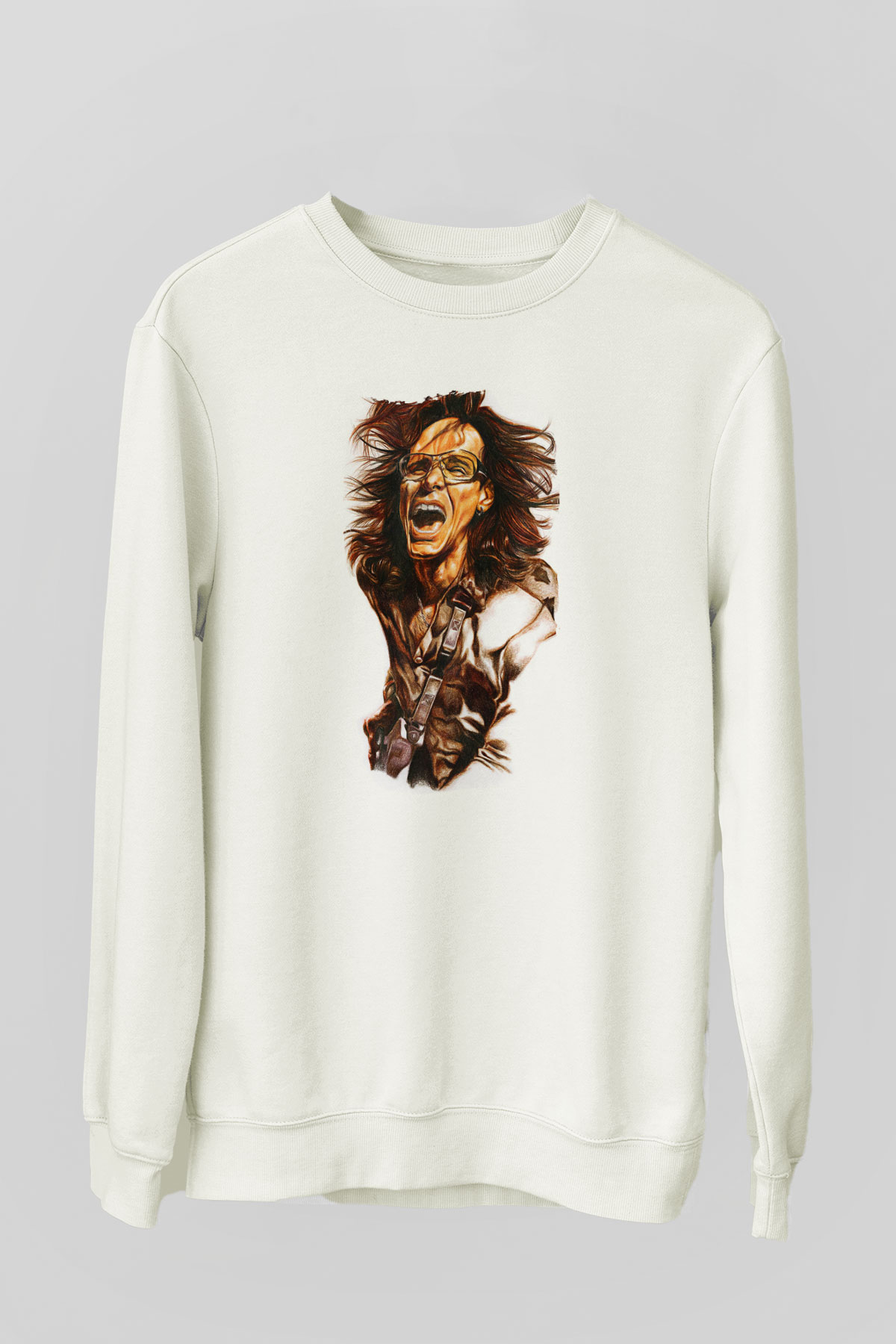 Steve Vai Baskılı Beyaz Unisex Sweatshirt