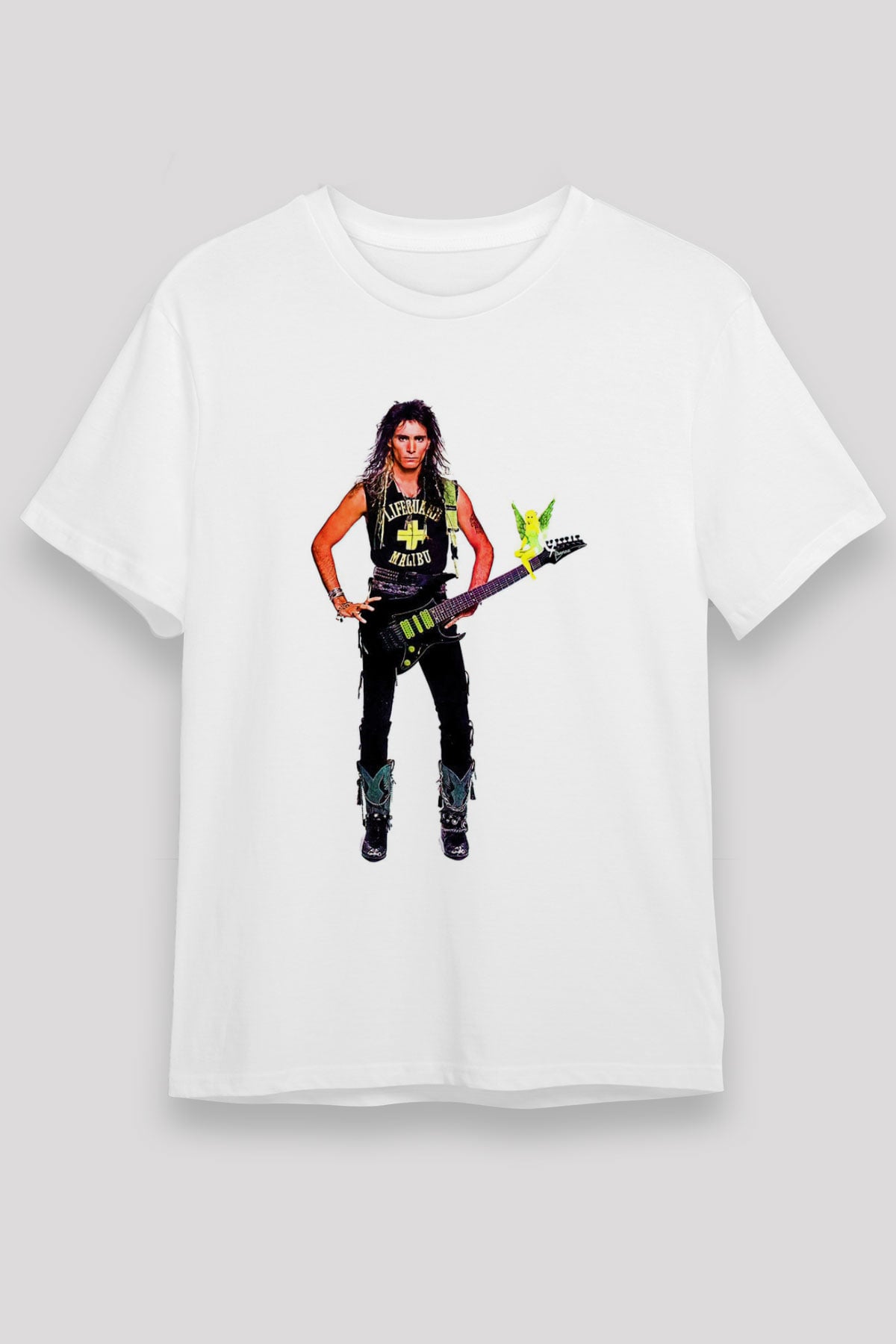 Steve Vai Baskılı Unisex Beyaz Tişört - Tshirt