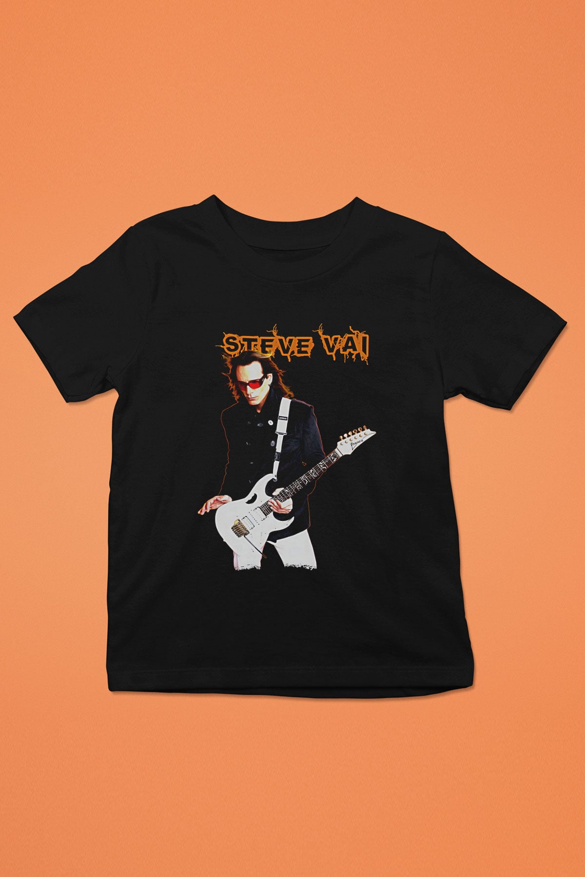 Steve Vai Baskılı Unisex Siyah Çocuk Tişört - Tshirt