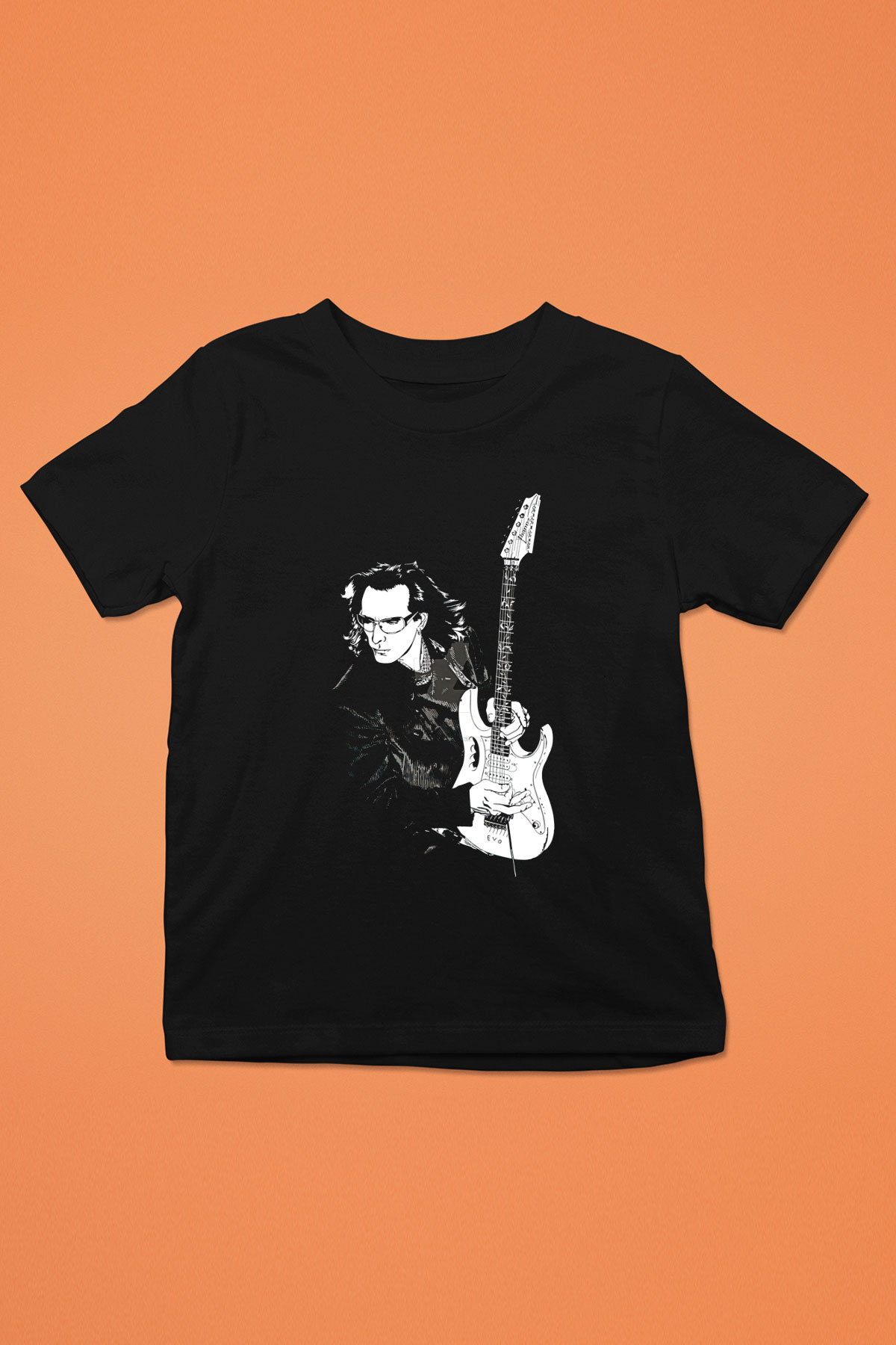 Steve Vai Baskılı Unisex Siyah Çocuk Tişört - Tshirt