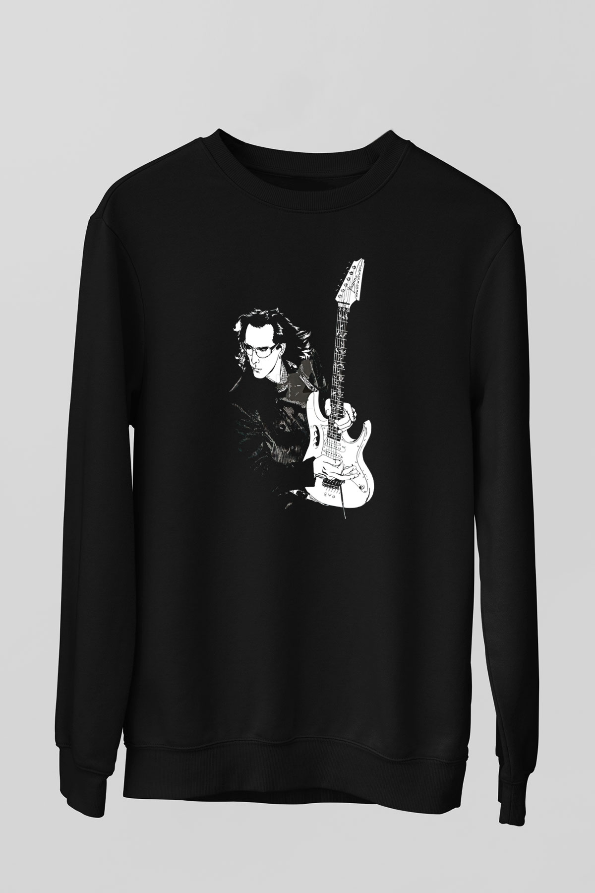 Steve Vai Baskılı Unisex Siyah Sweatshirt