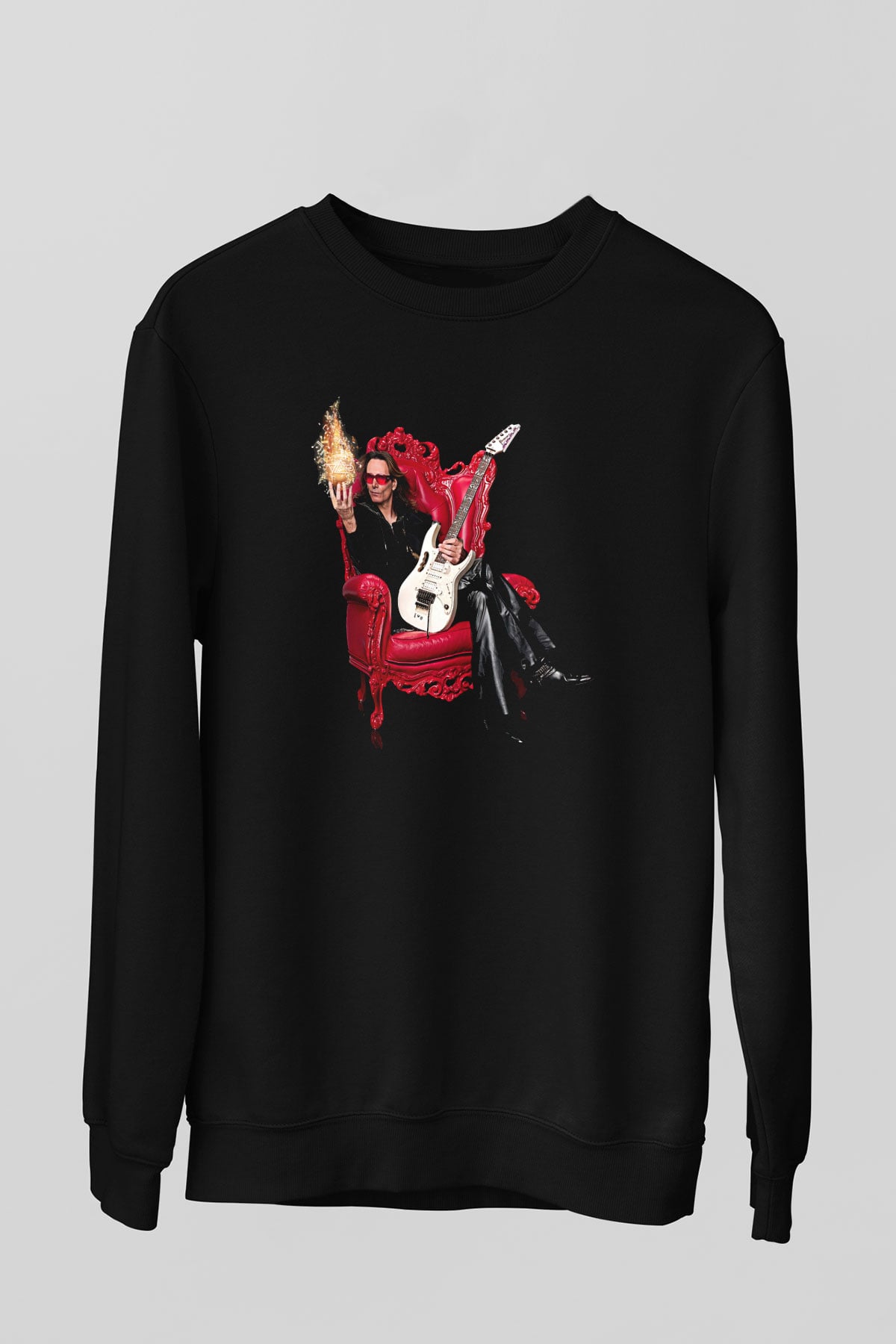Steve Vai Baskılı Unisex Siyah Sweatshirt