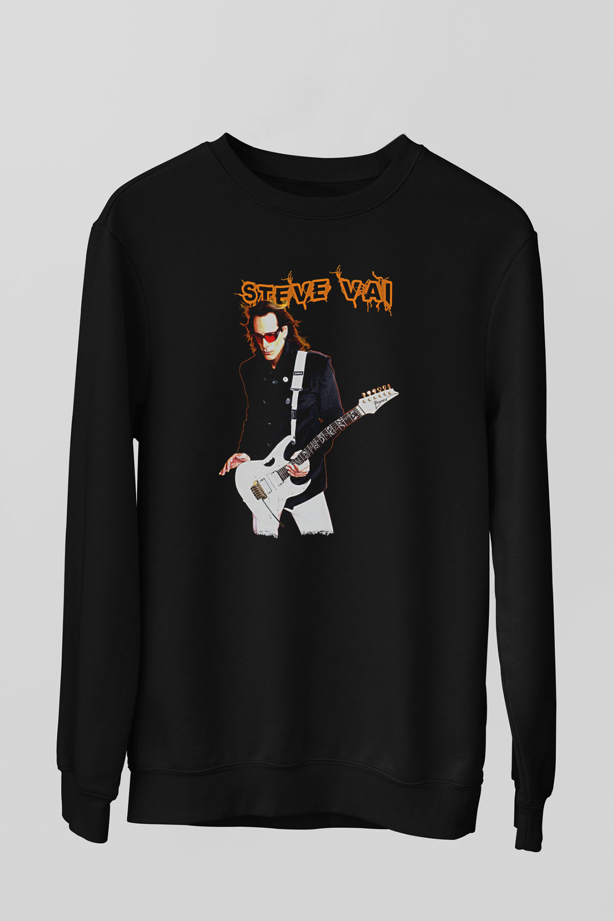 Steve Vai Baskılı Unisex Siyah Sweatshirt