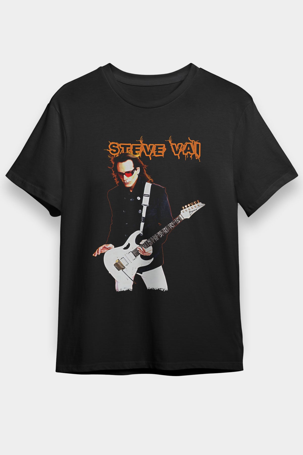 Steve Vai Baskılı Unisex Siyah Tişört - Tshirt