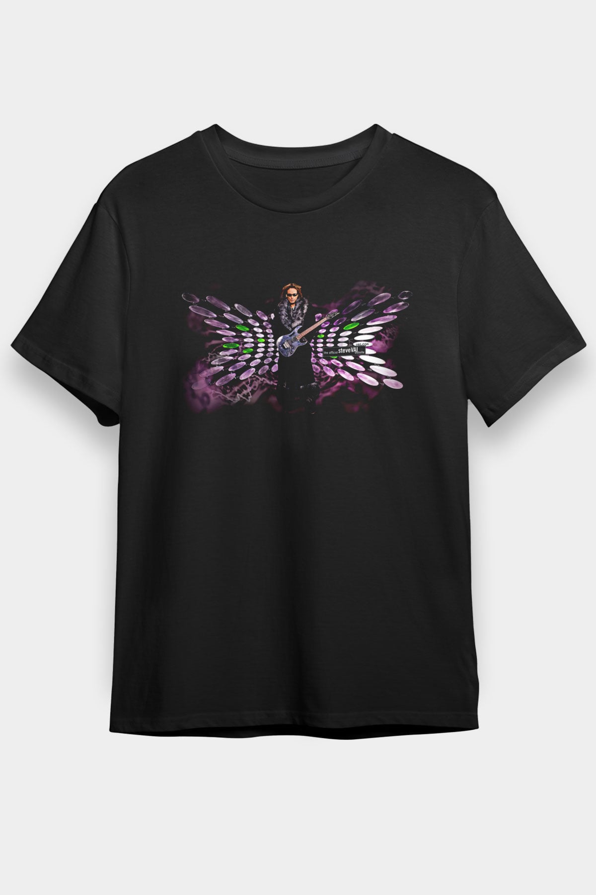 Steve Vai Baskılı Unisex Siyah Tişört - Tshirt