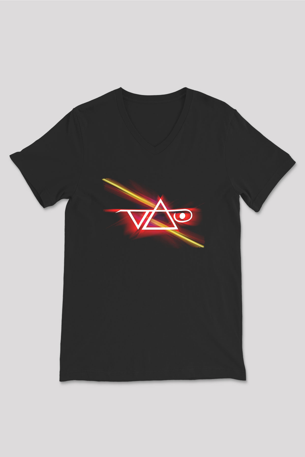 Steve Vai Baskılı Unisex Siyah V Yaka Tişört - Tshirt