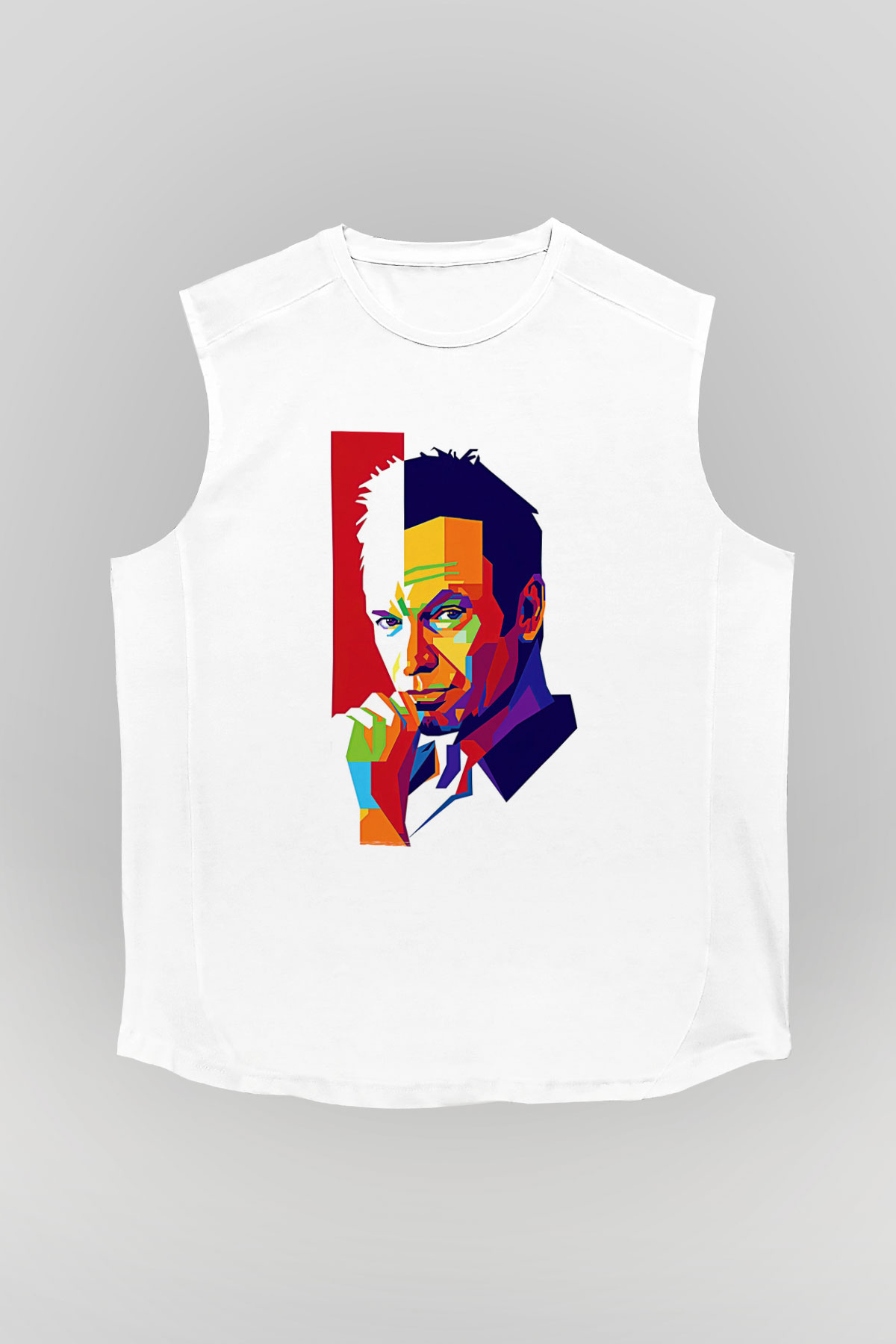 Sting Baskılı Beyaz Unisex Kolsuz Tişört - Tshirt