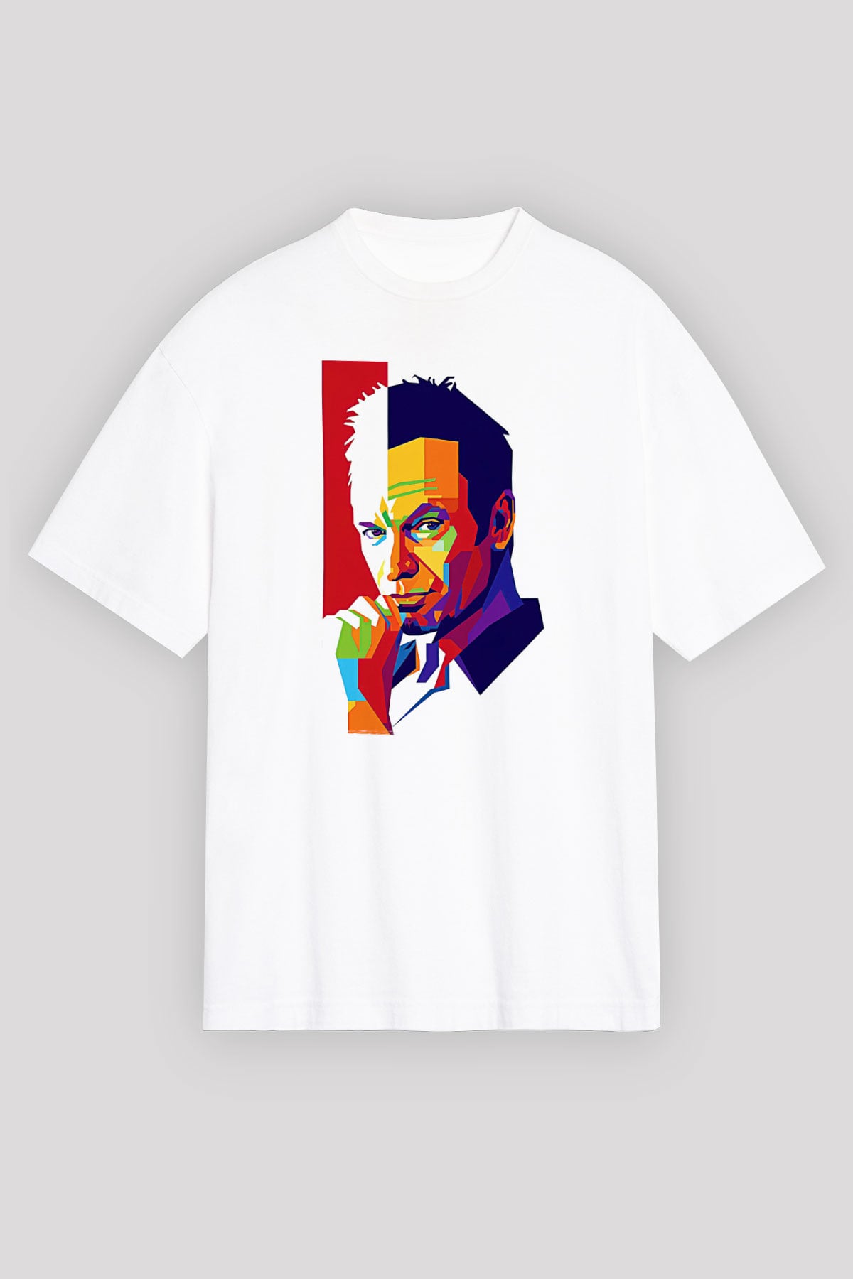 Sting Baskılı Beyaz Unisex Oversize Tişört - Tshirt