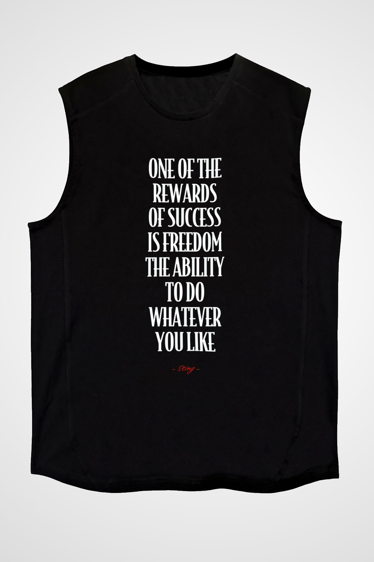 Sting Baskılı Unisex Siyah Kolsuz Tişört - Tshirt
