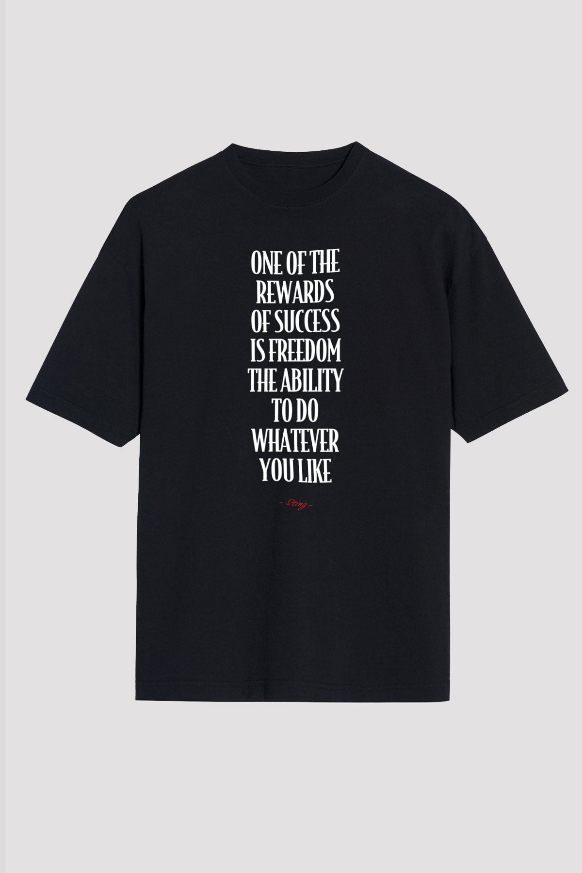 Sting Baskılı Unisex Siyah Oversize Tişört - Tshirt
