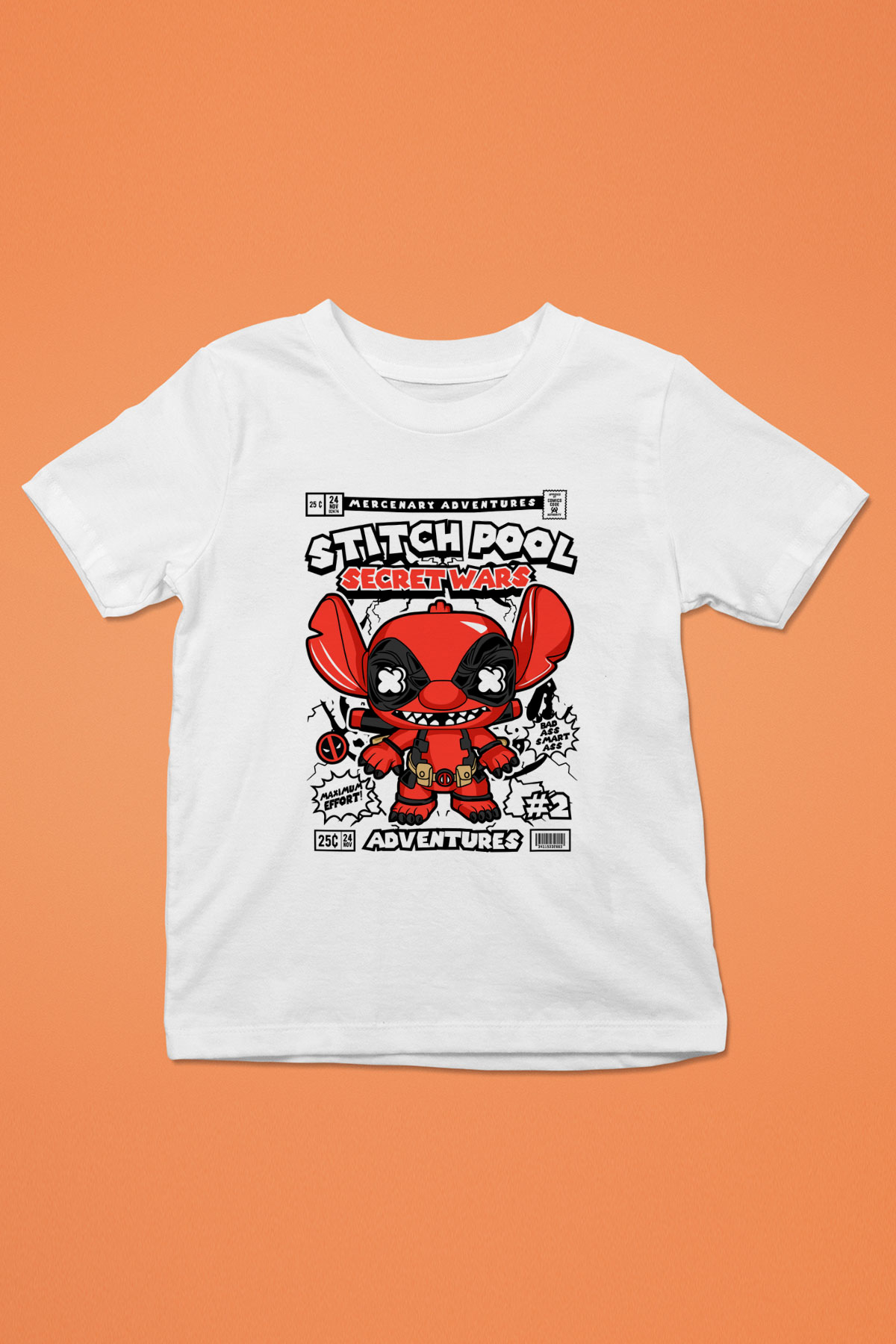 Stitch Pool Secret Wars Baskılı Unisex Beyaz Çocuk Tişört