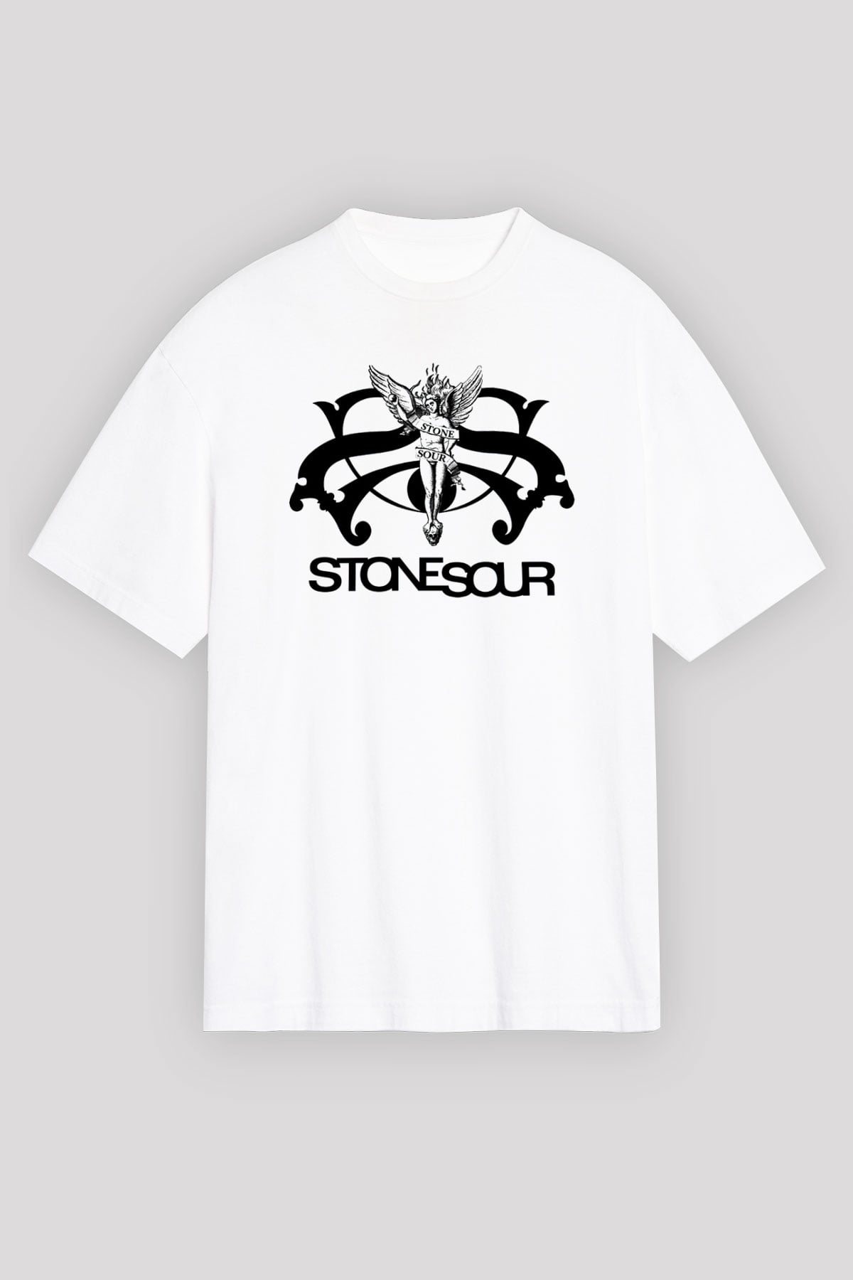 Stone Sour Beyaz Unisex Oversize Tişört T-Shirt - Oversize Tişört Fabrikası