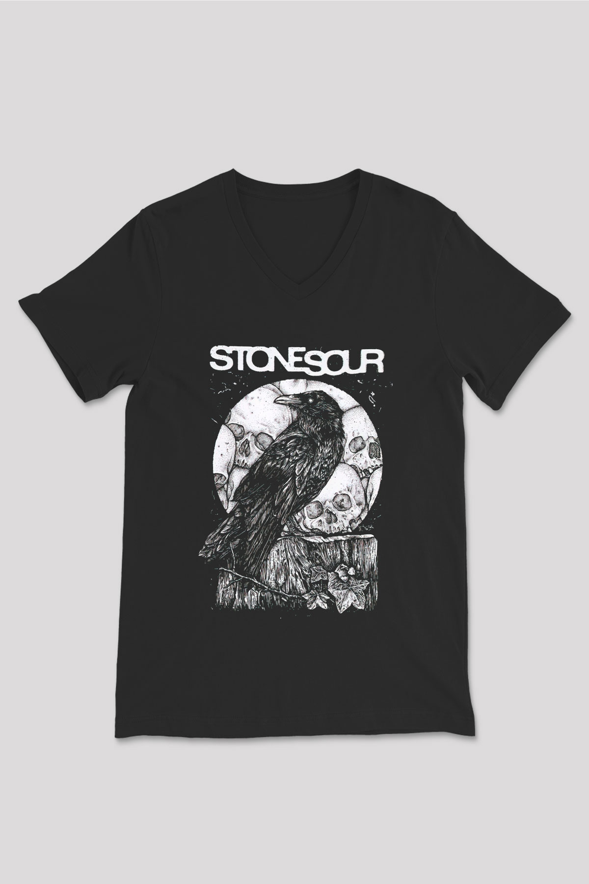 Stone Sour Siyah Unisex V Yaka Tişört T-Shirt