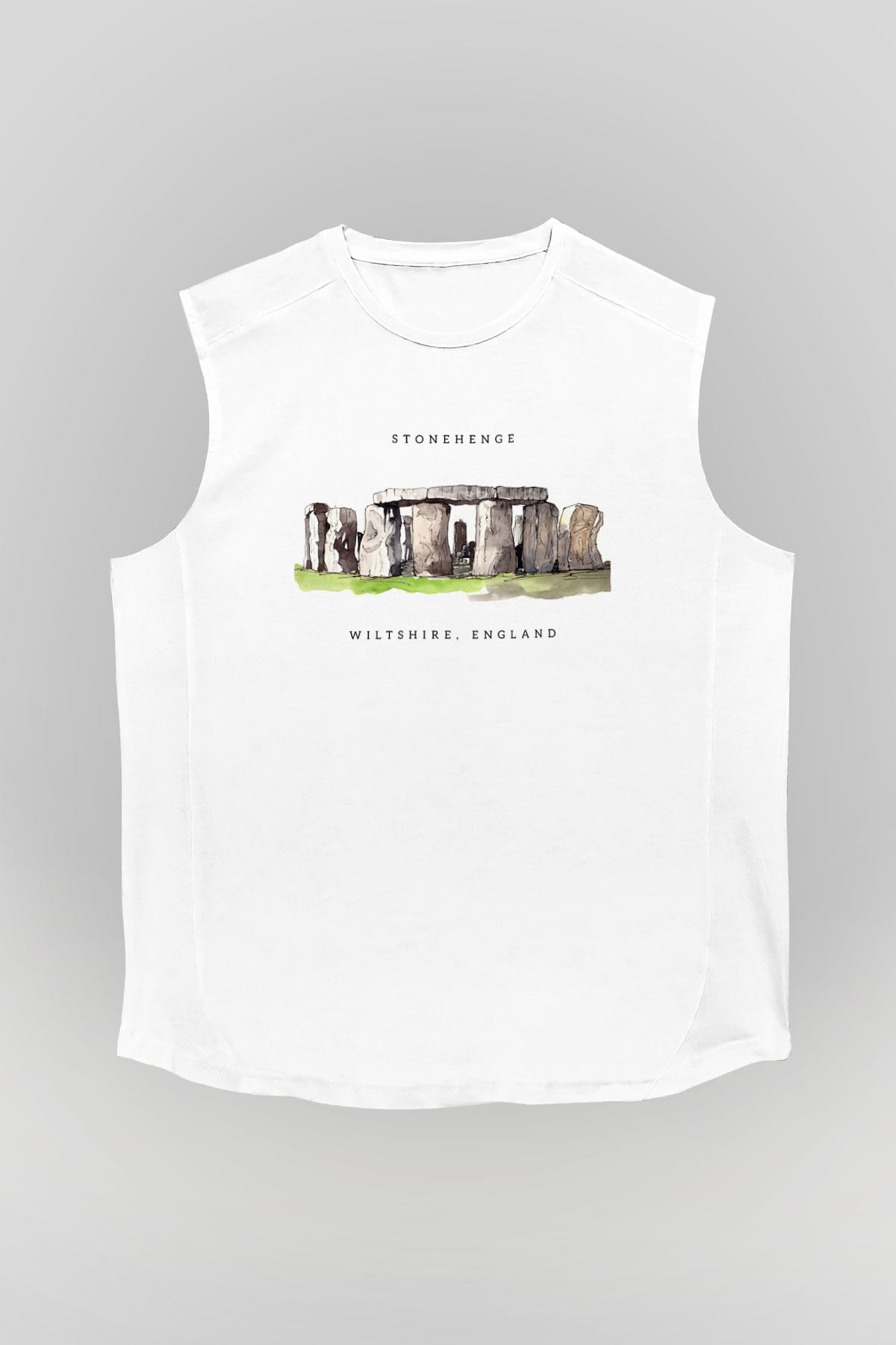 Stonehenge Beyaz Unisex Kolsuz Tişört