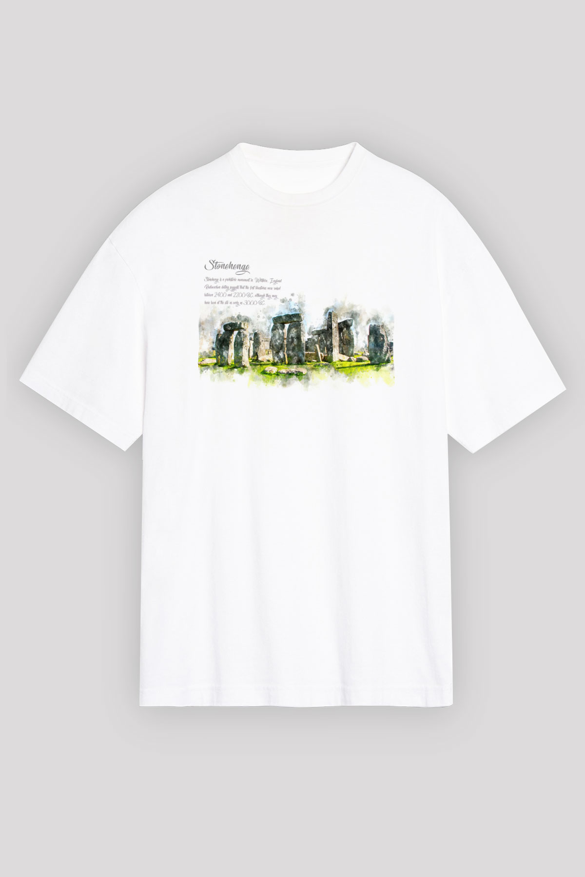 Stonehenge Beyaz Unisex Tişört T-Shirt - TişörtFabrikası