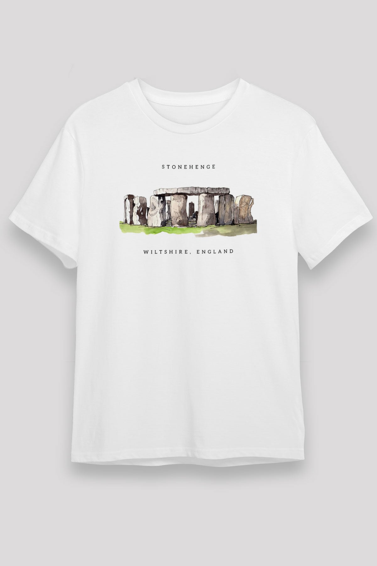 Stonehenge Beyaz Unisex Tişört T-Shirt - TişörtFabrikası