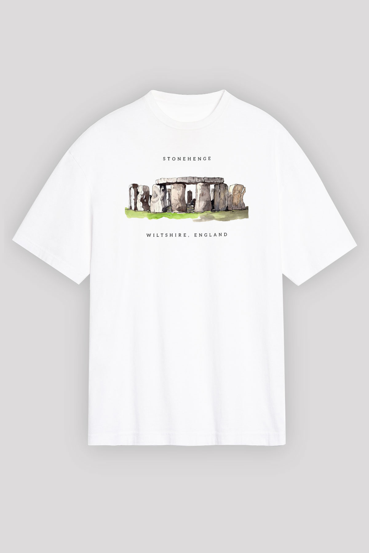 Stonehenge Beyaz Unisex Tişört T-Shirt - TişörtFabrikası