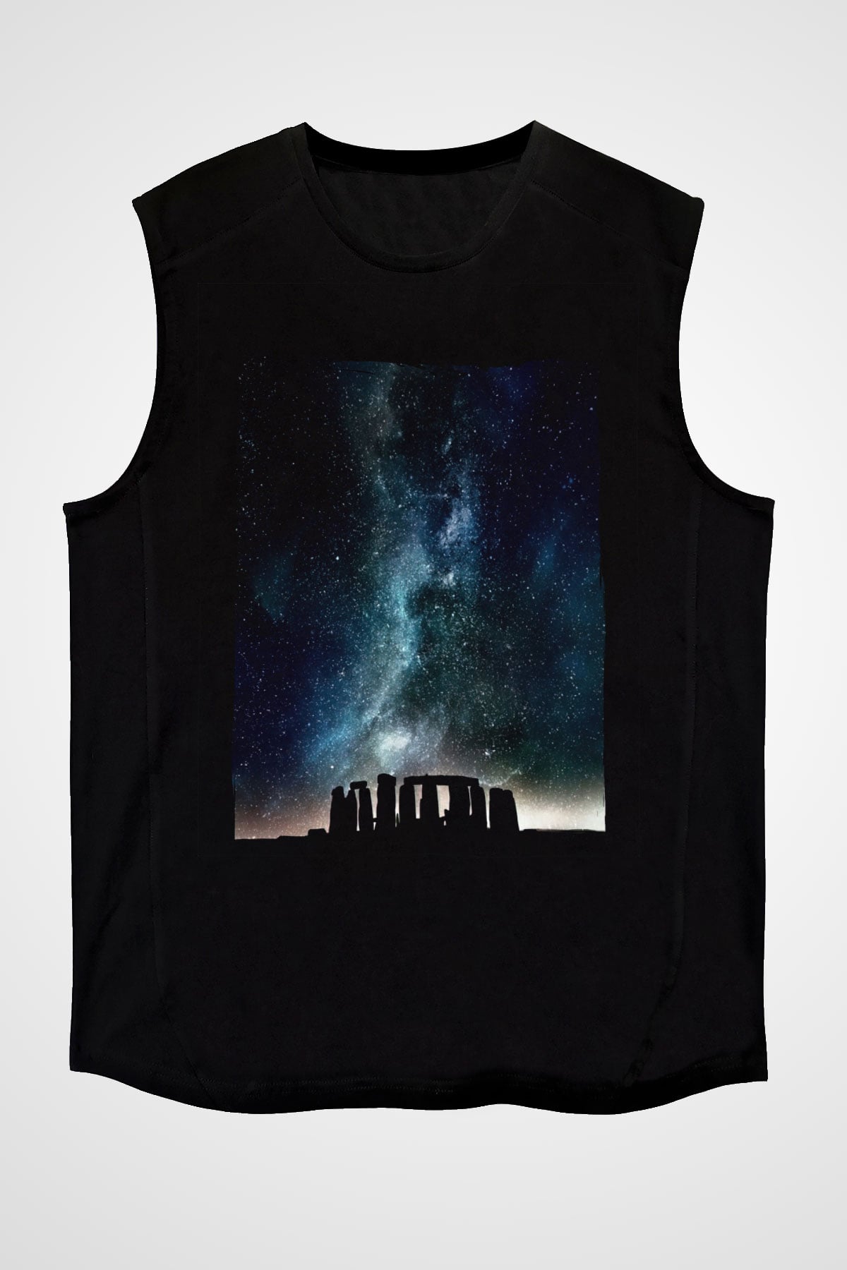 Stonehenge Siyah Unisex Kolsuz Tişört