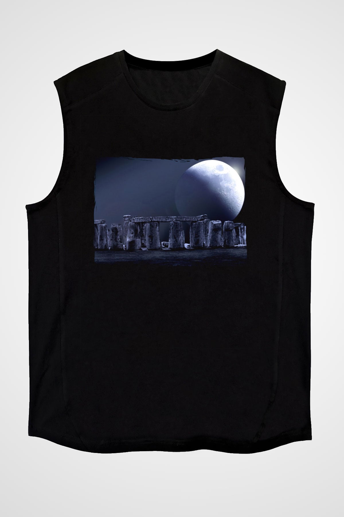 Stonehenge Siyah Unisex Kolsuz Tişört